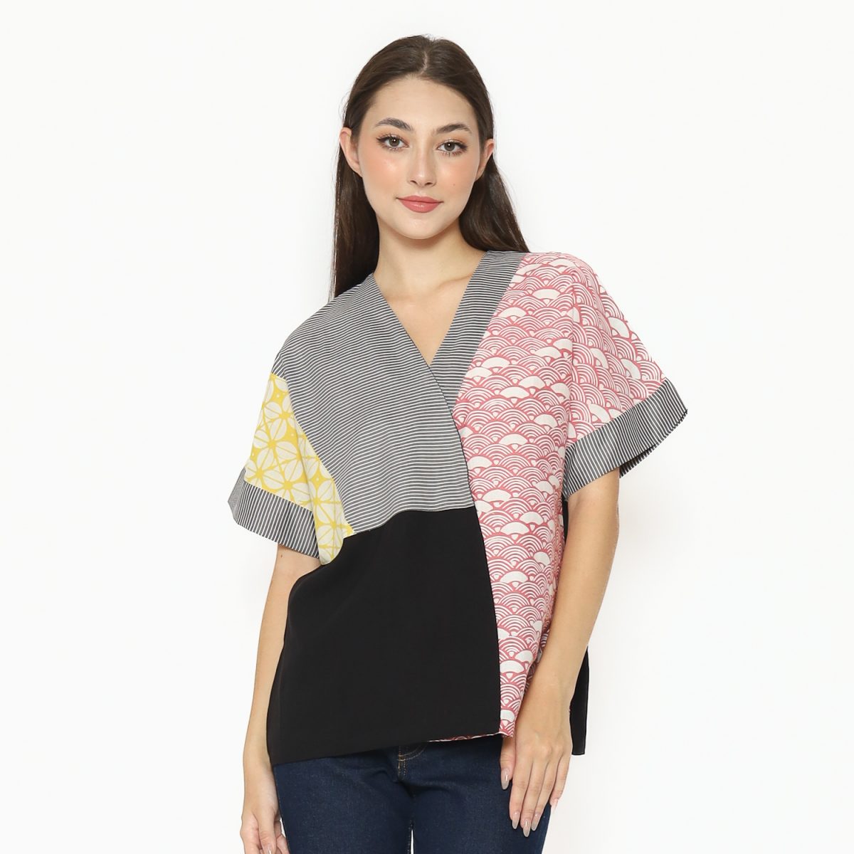 Coral Blouse Pink Black
