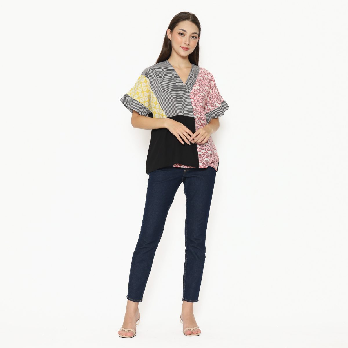 Coral Blouse Pink Black - Image 7