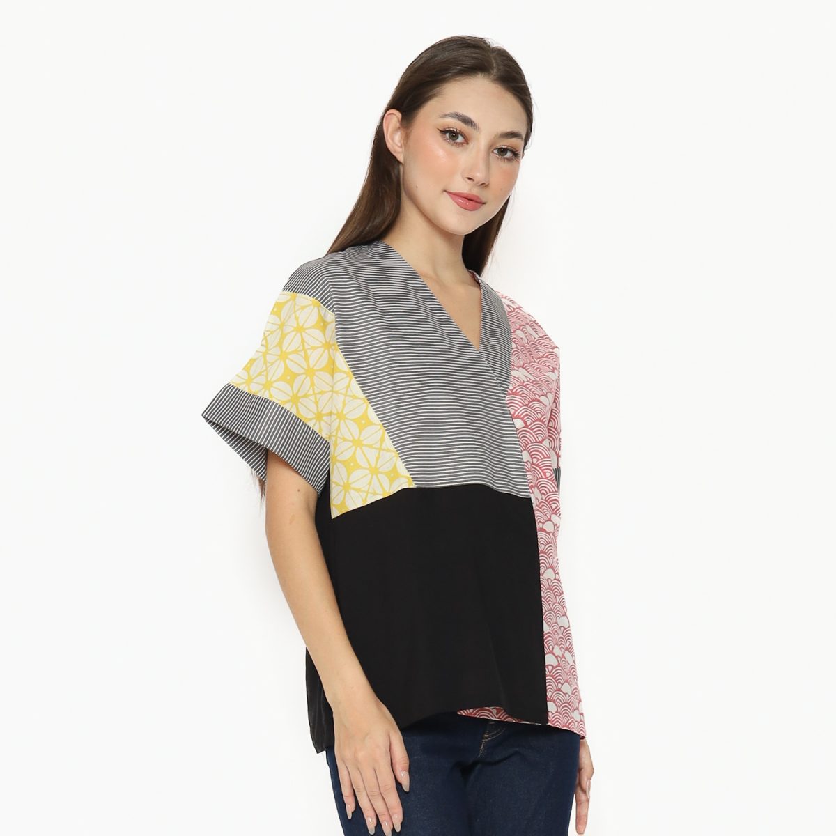 Coral Blouse Pink Black - Image 4