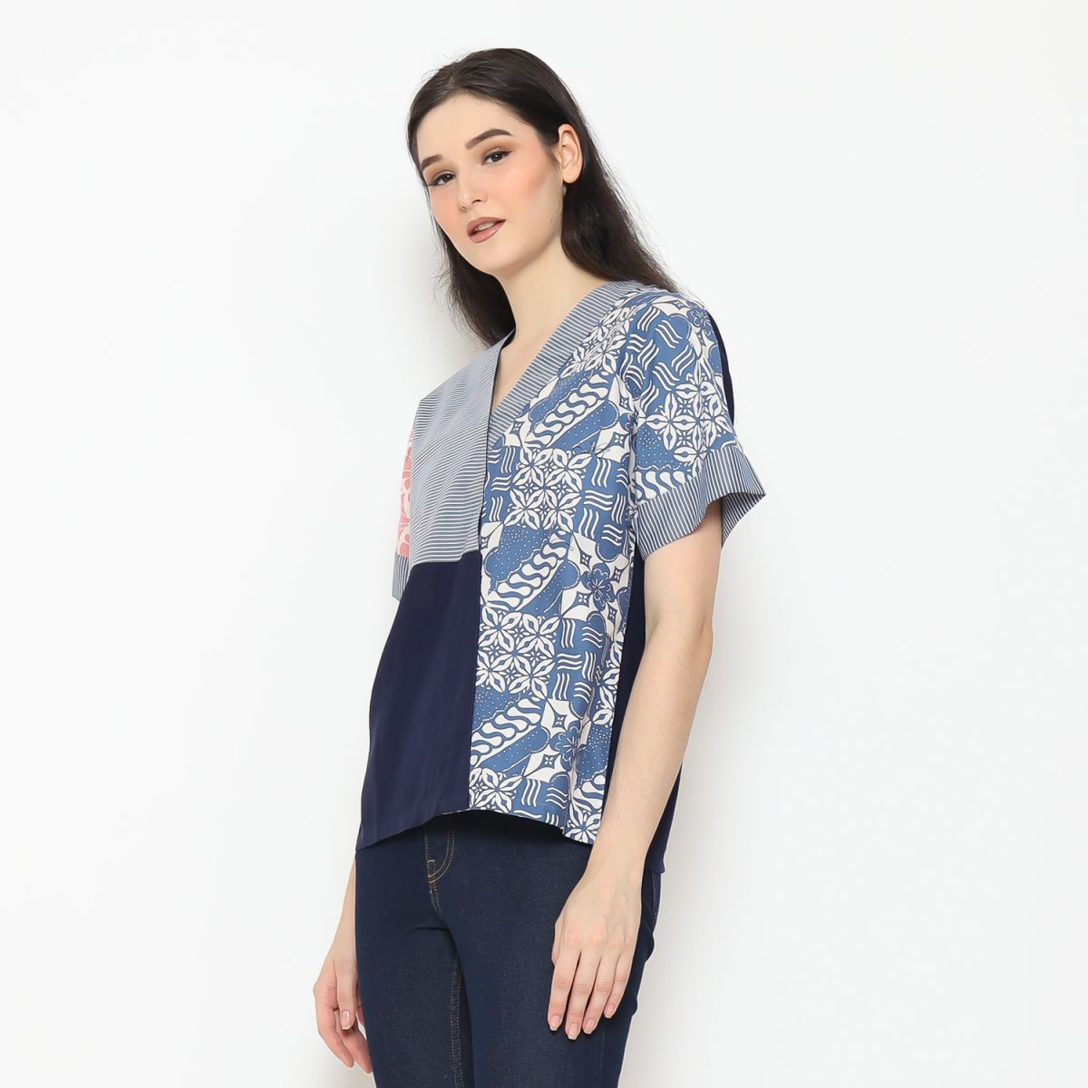 Coral Blouse Blue Navy - Image 3