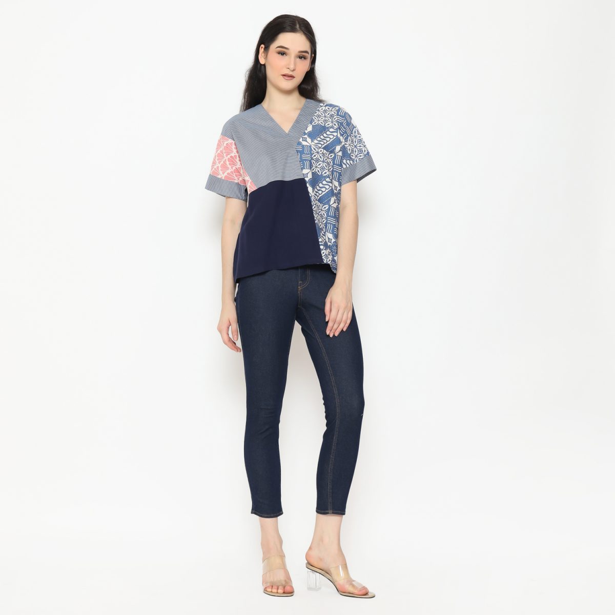 Coral Blouse Blue Navy - Image 6