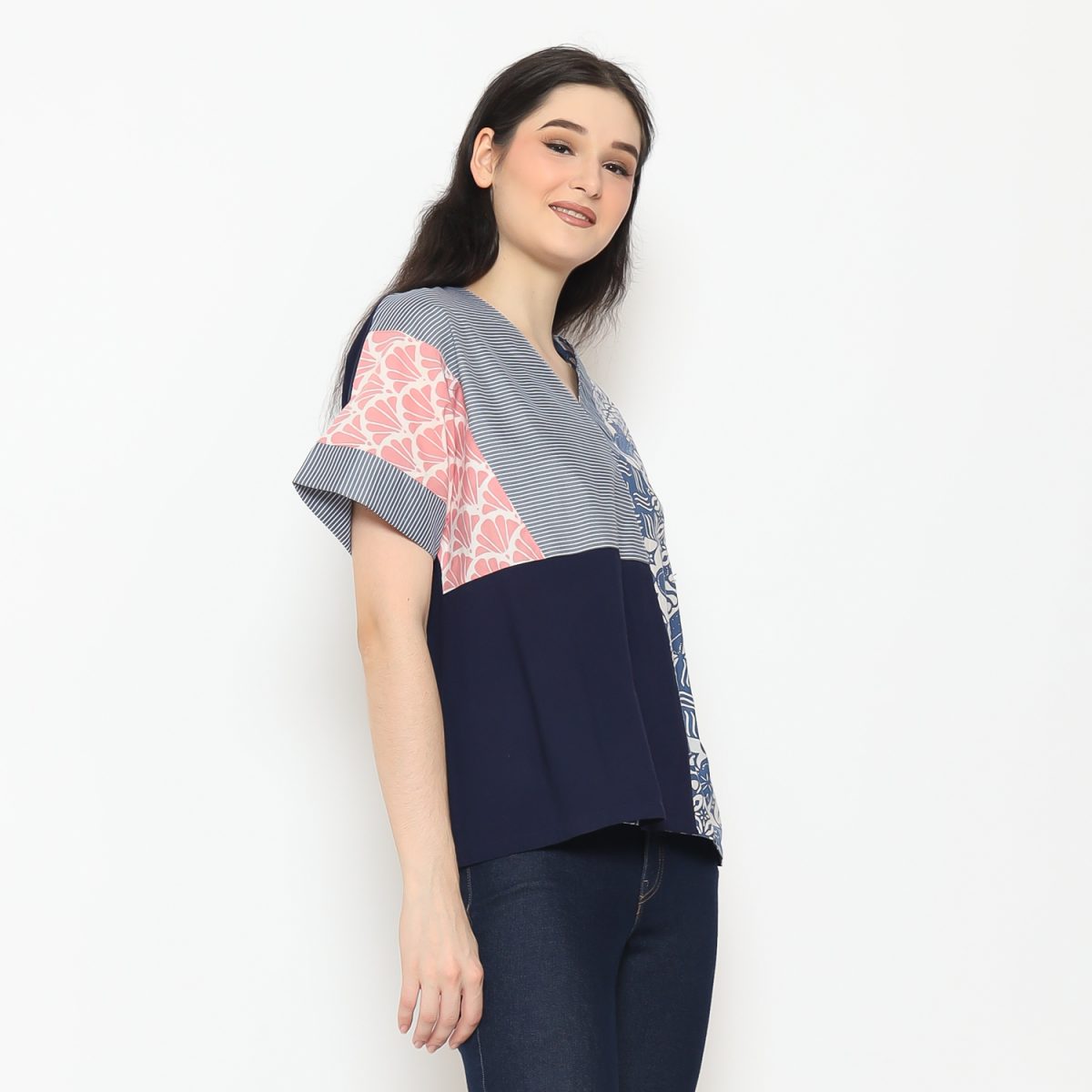 Coral Blouse Blue Navy - Image 4