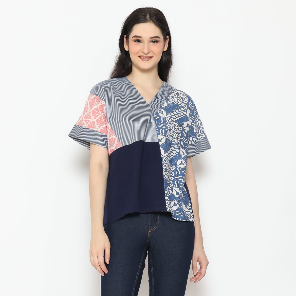 Coral Blouse Blue Navy