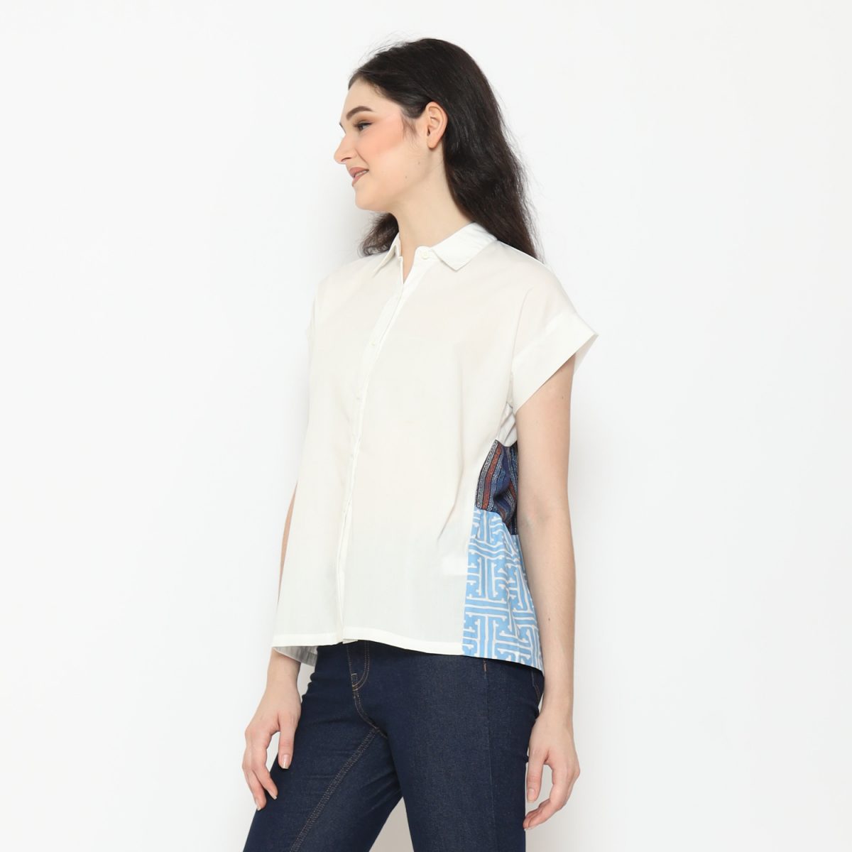 Layer Shirt White Navy Blue - Image 4