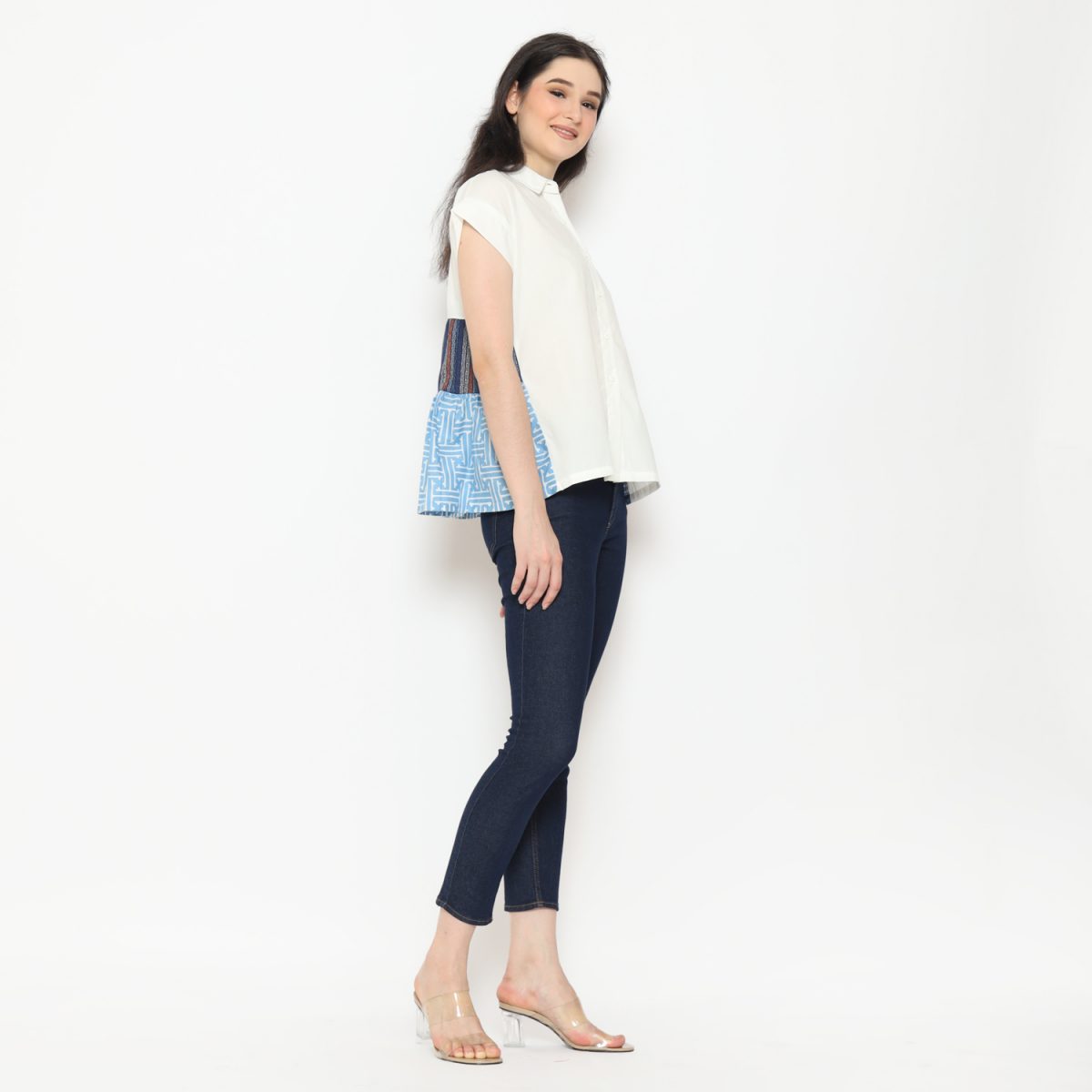 Layer Shirt White Navy Blue - Image 6