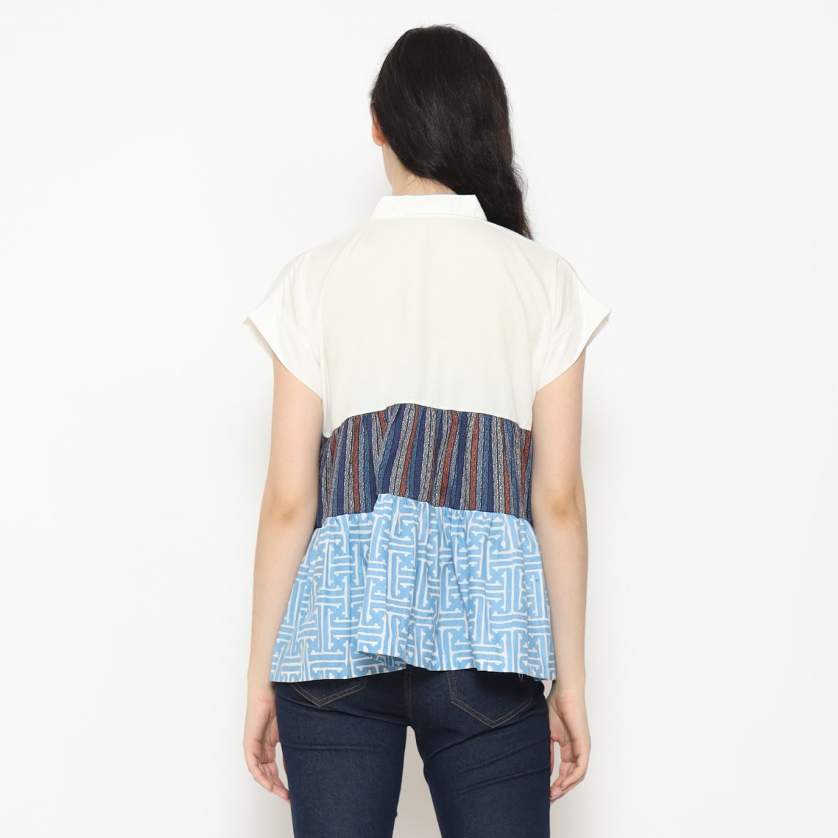 Layer Shirt White Navy Blue - Image 5