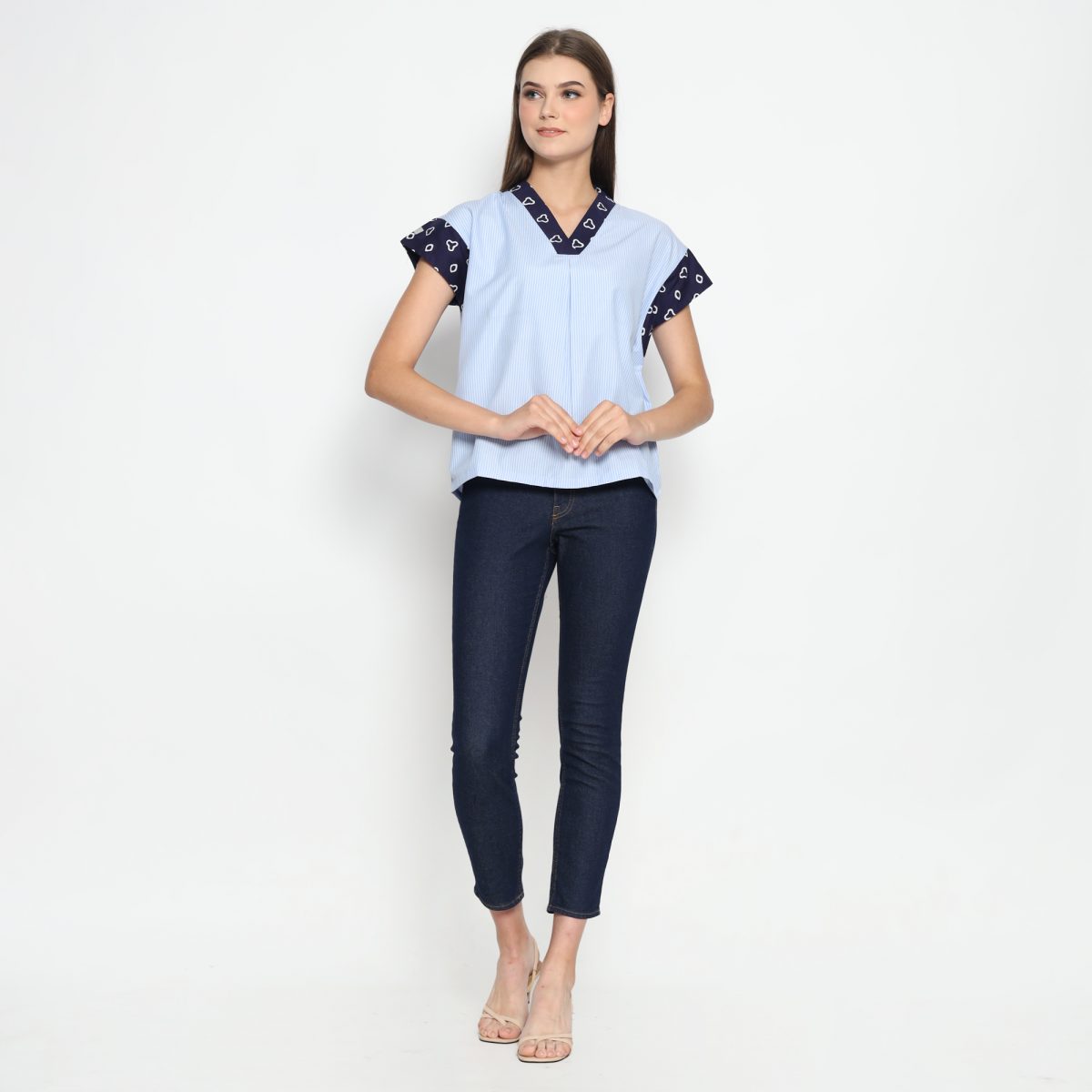 Clara Blouse Jumputan Navy - Image 6