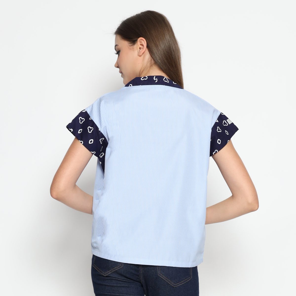 Clara Blouse Jumputan Navy - Image 4