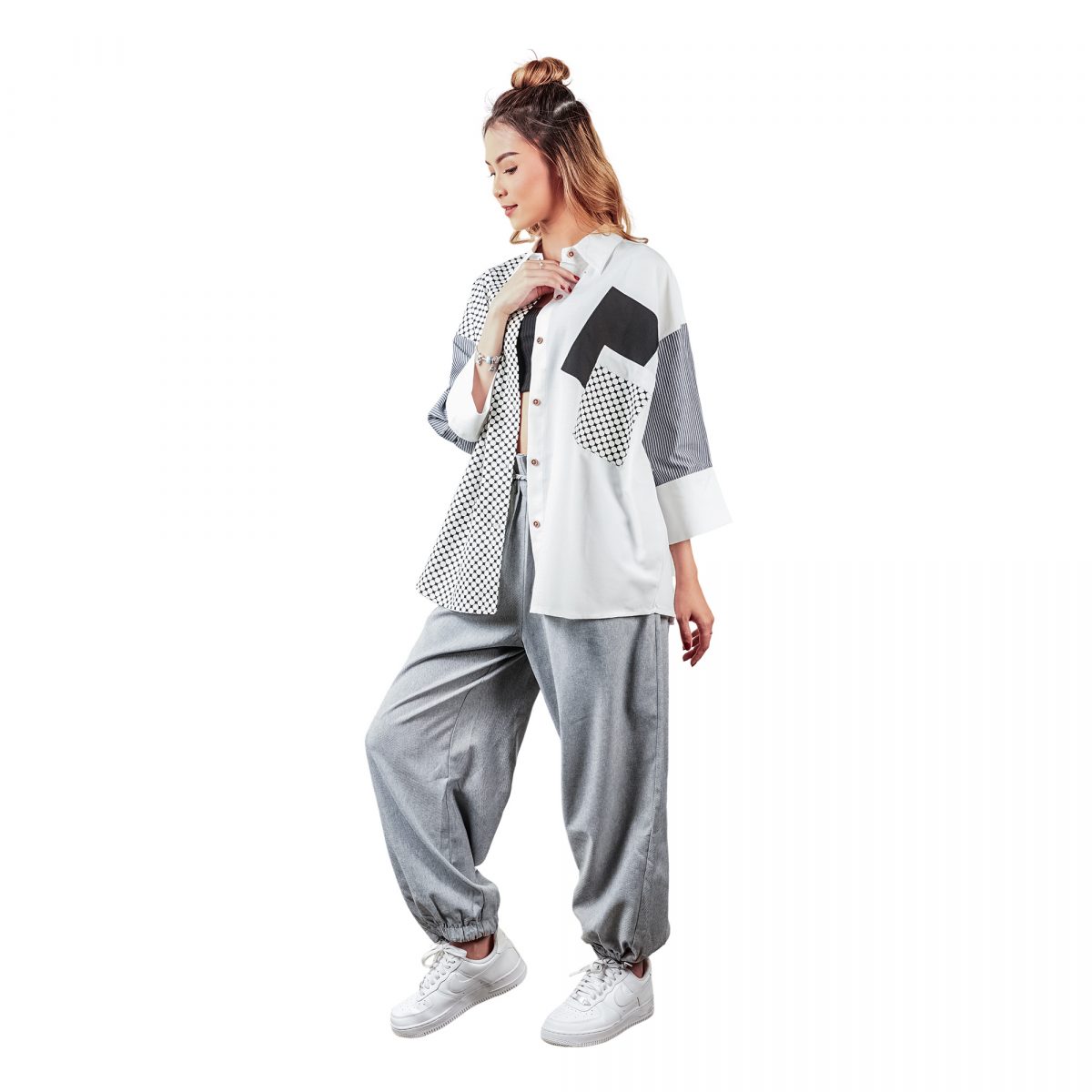 Emira Shirt White Black - Image 5