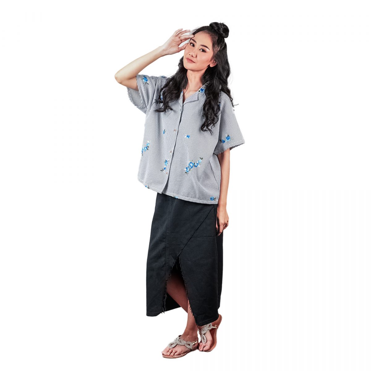 Loria Shirt Stripe Black - Image 3