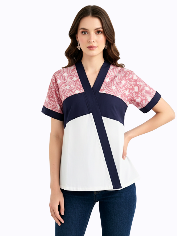 Yunita Blouse Pink Navy