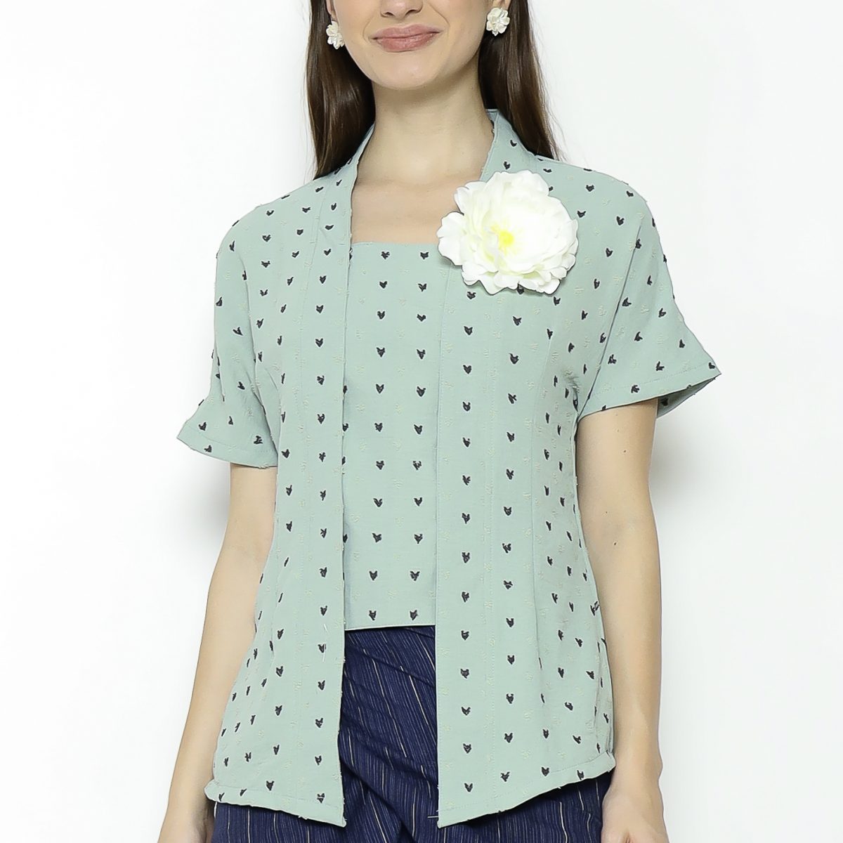 Yasmine Blouse Heart Green - Image 2
