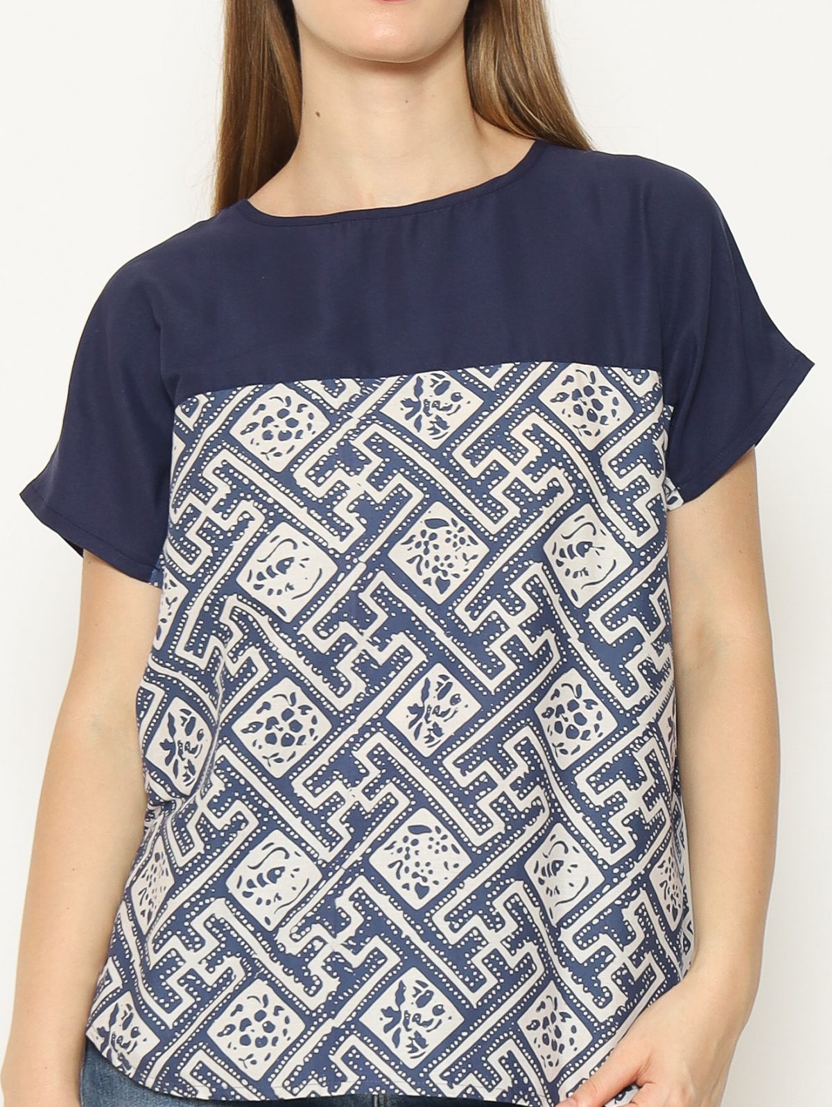 Forever Blouse Navy Grey - Image 2