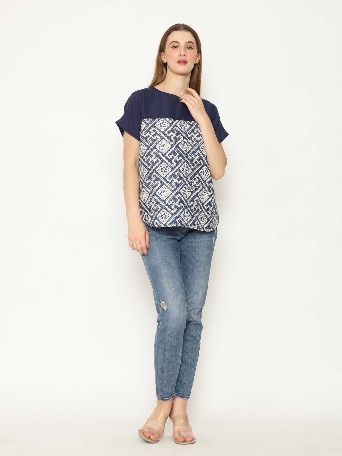 Forever Blouse Navy Grey - Image 6