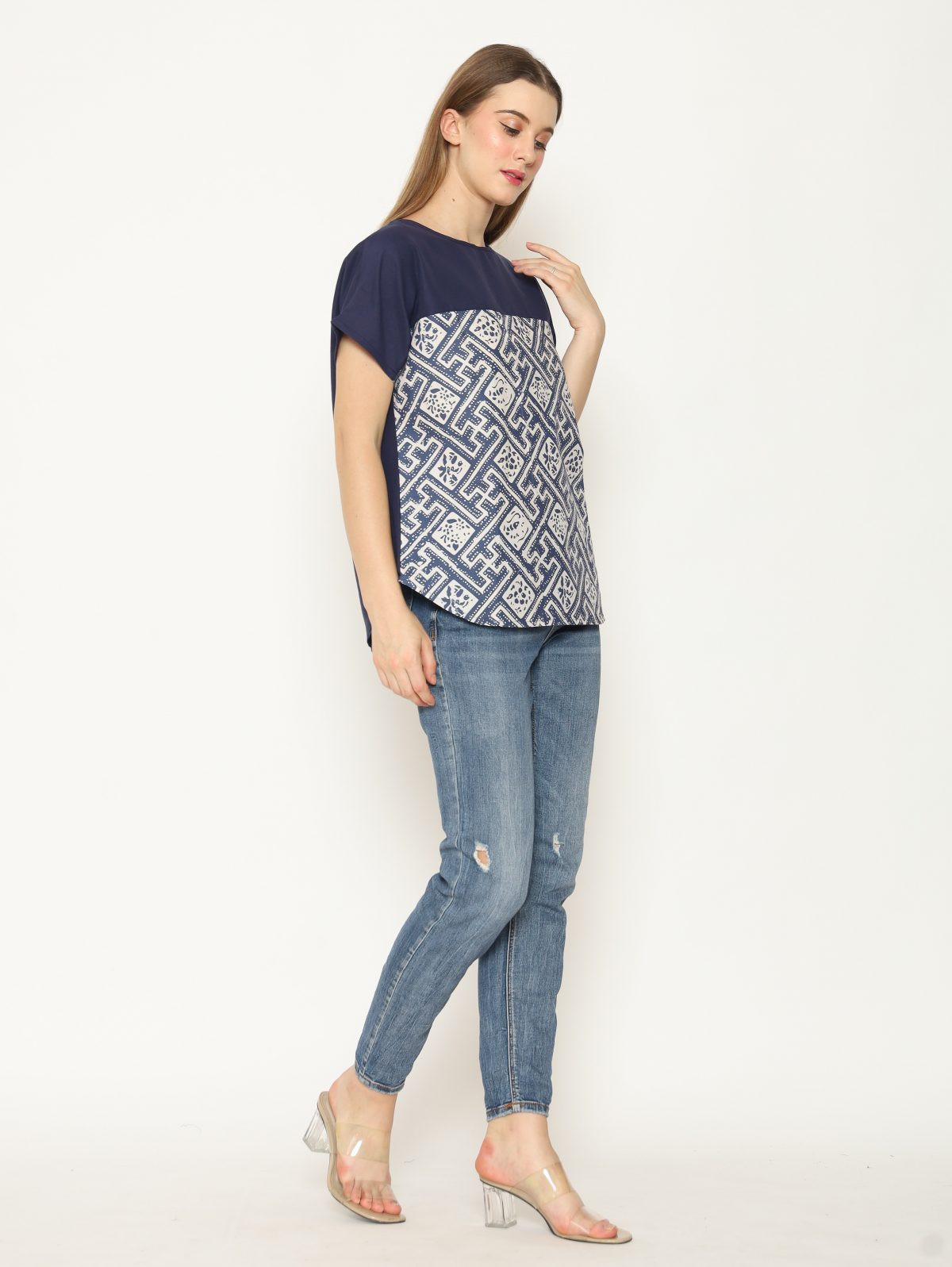 Forever Blouse Navy Grey - Image 4