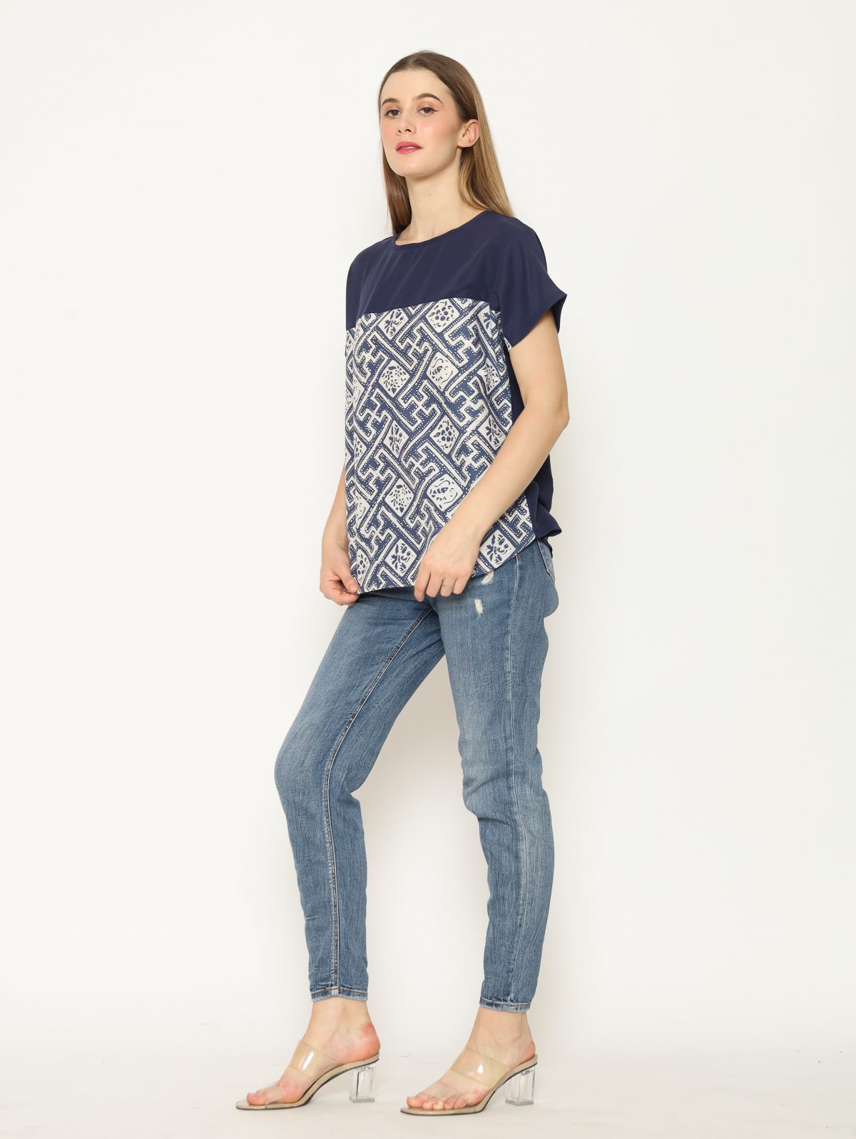 Forever Blouse Navy Grey - Image 3