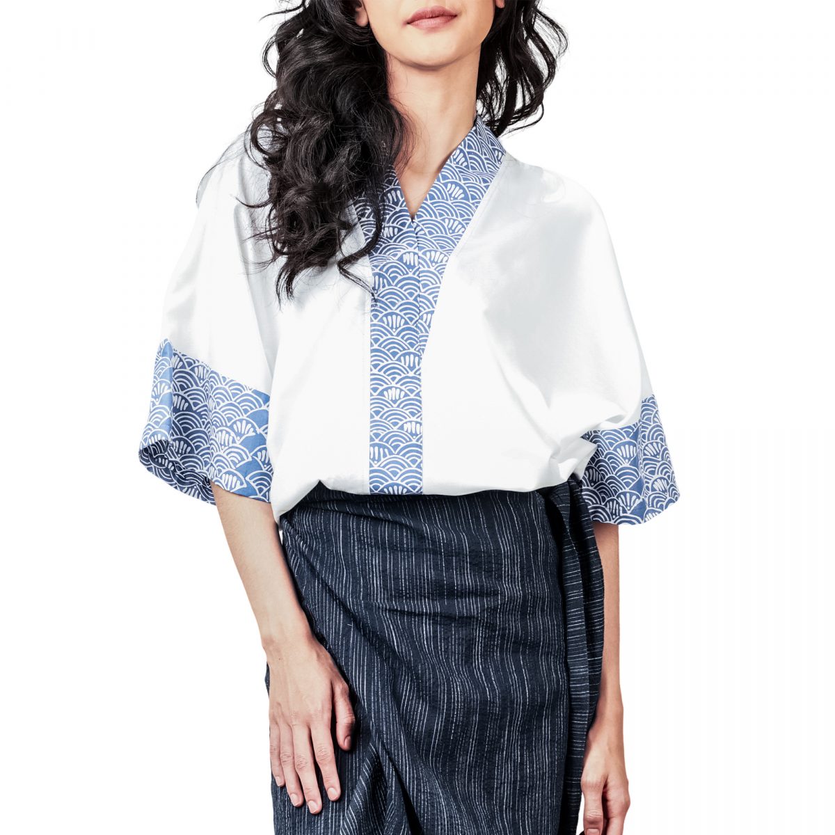 Syifa Blouse White Blue - Image 2