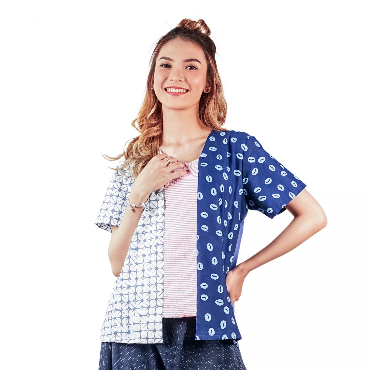 Maruki Blouse Grey Navy