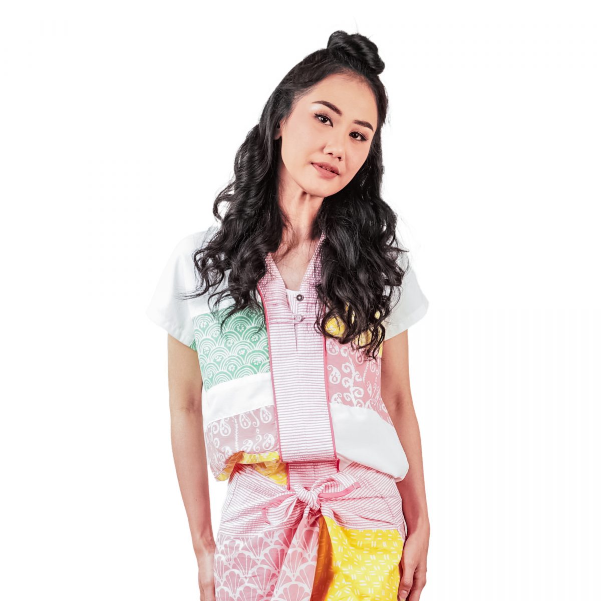 Kimiko Blouse White Pink