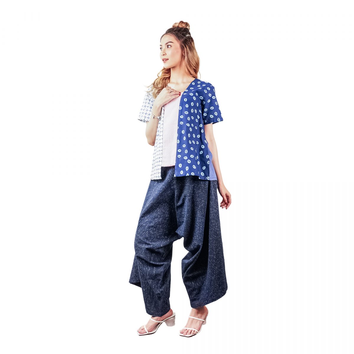 Maruki Blouse Grey Navy - Image 4