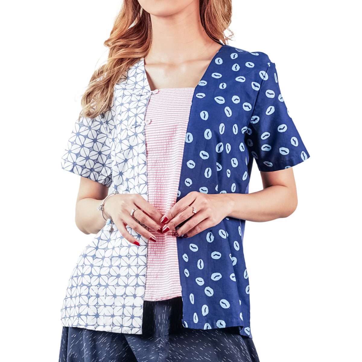 Maruki Blouse Grey Navy - Image 2