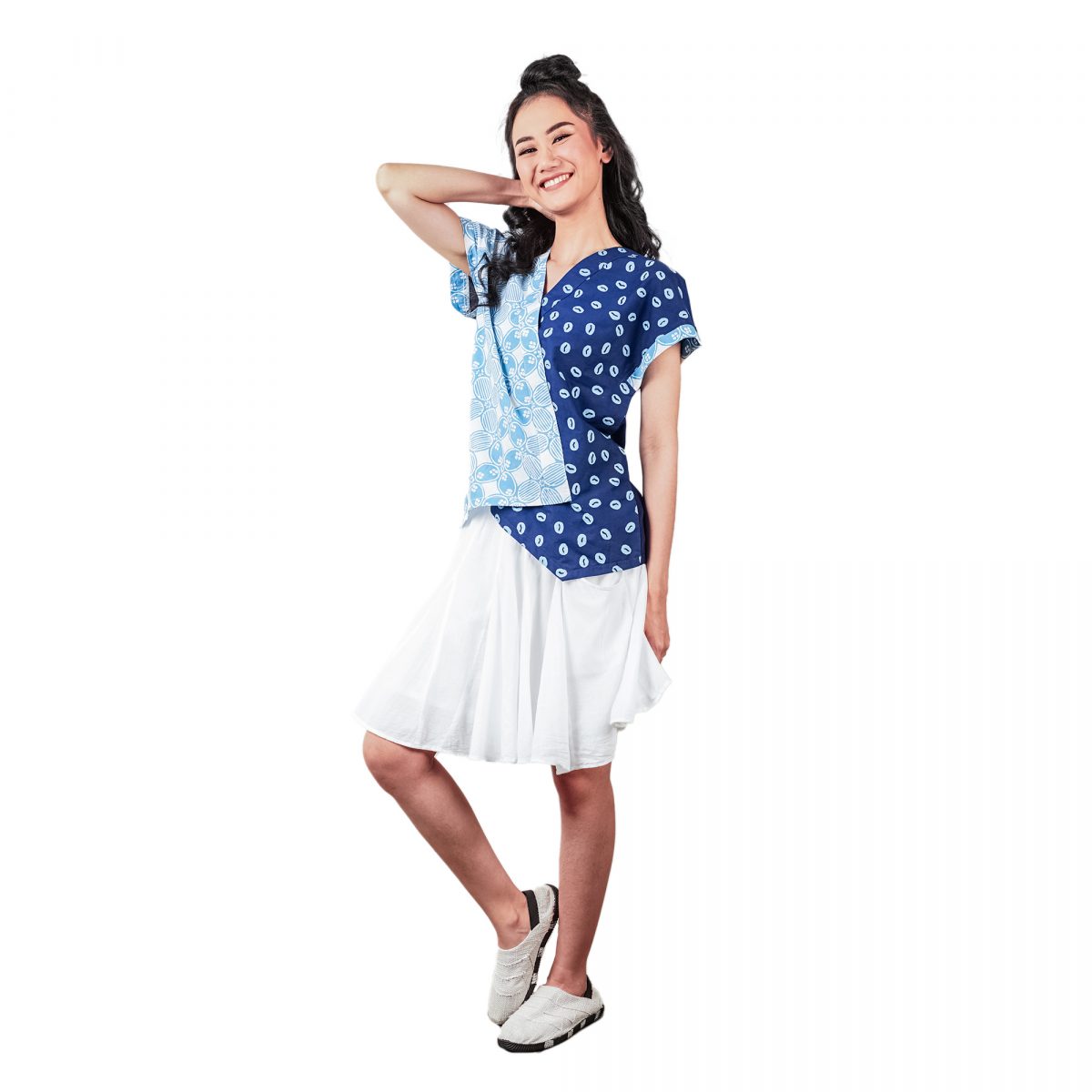 Finny Blouse Kawung Blue - Image 4