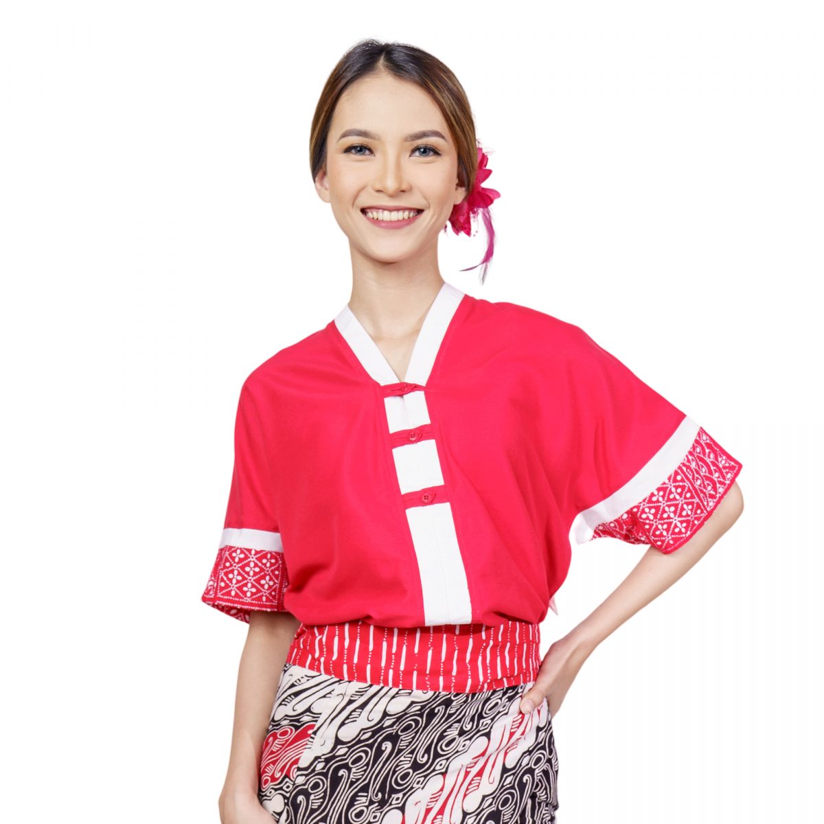 Aubrey Blouse Red Cream