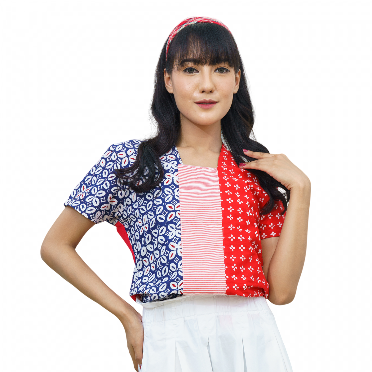 Sheisha Blouse Red Navy