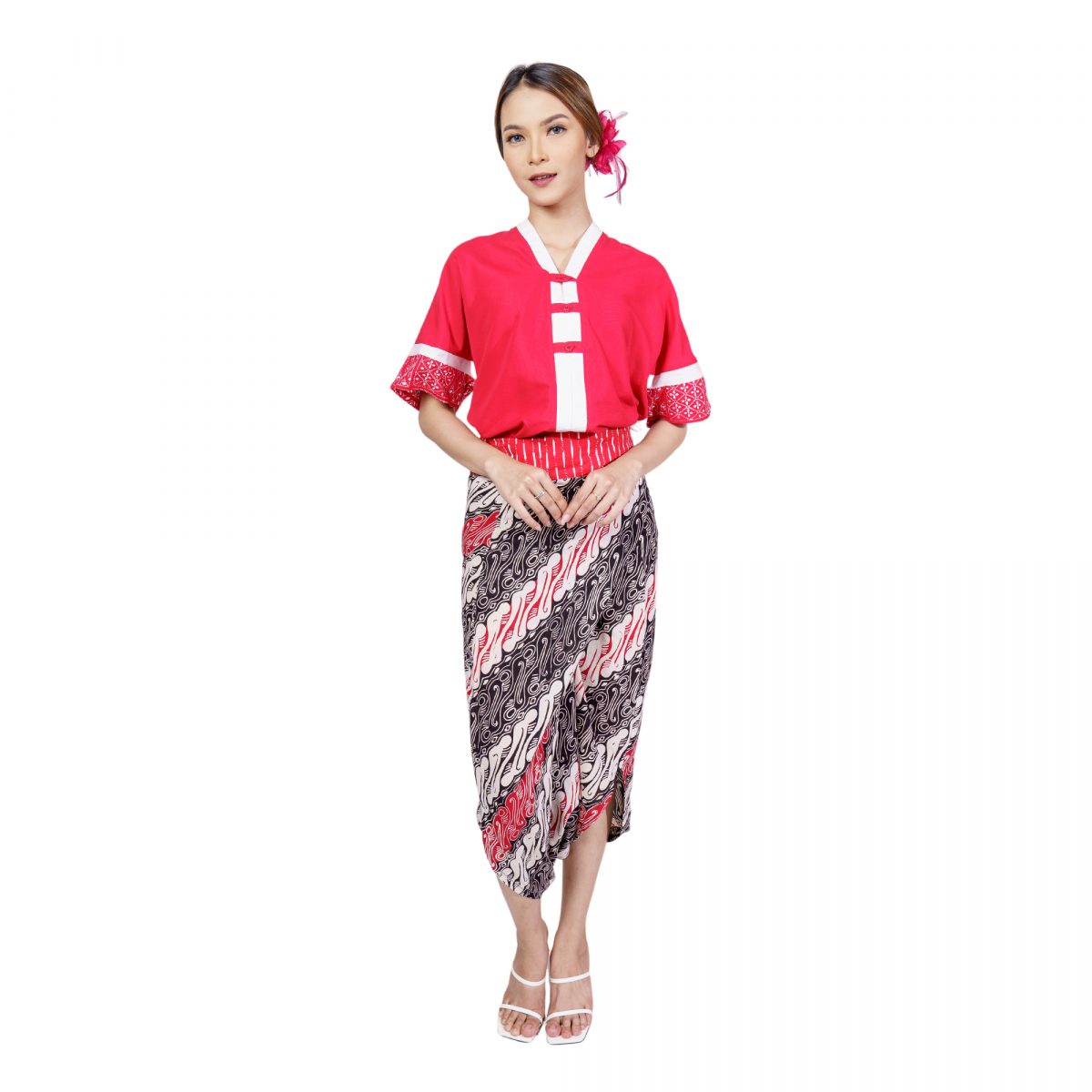 Aubrey Blouse Red Cream - Image 6