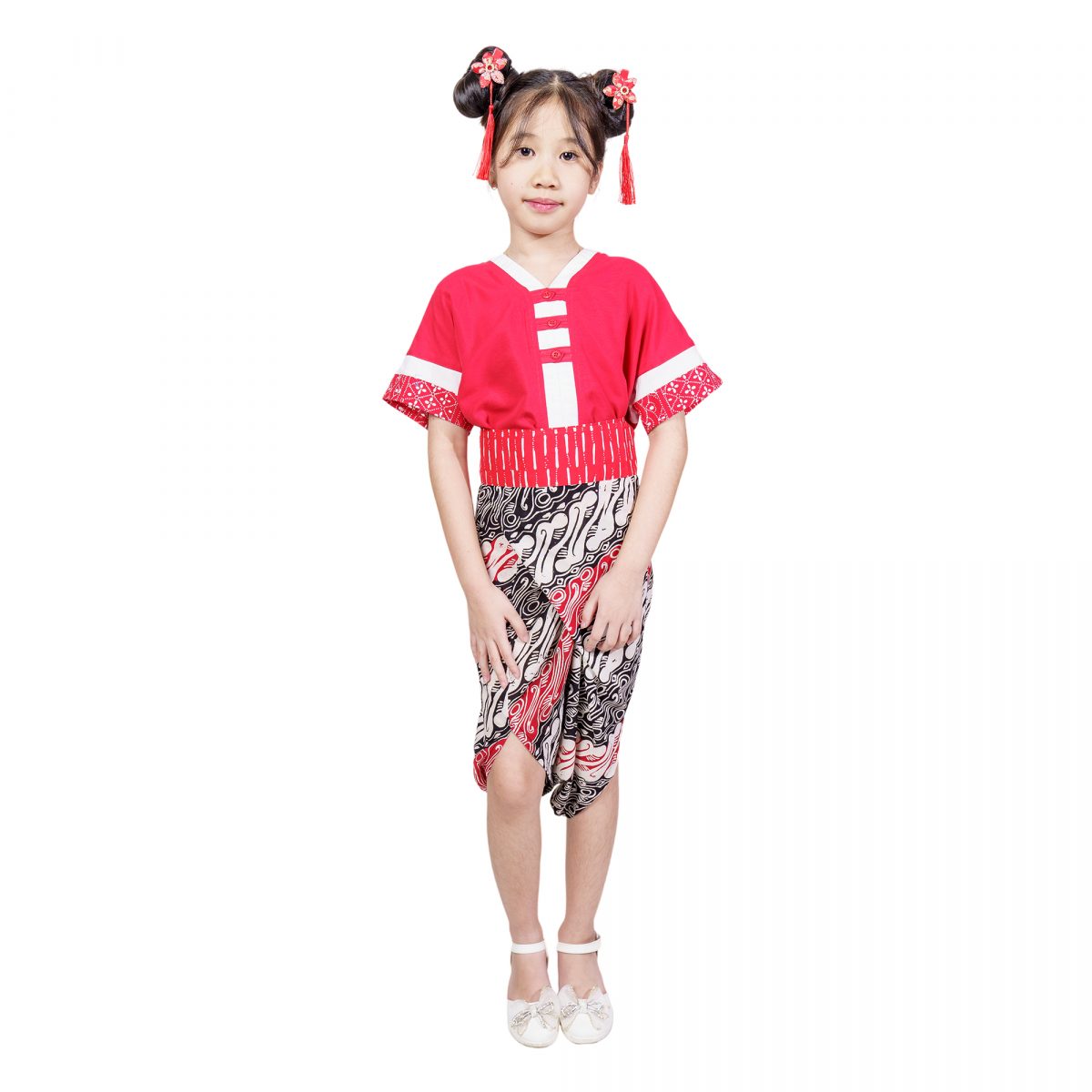 Aubrey Blouse Kids Red Cream - Image 6
