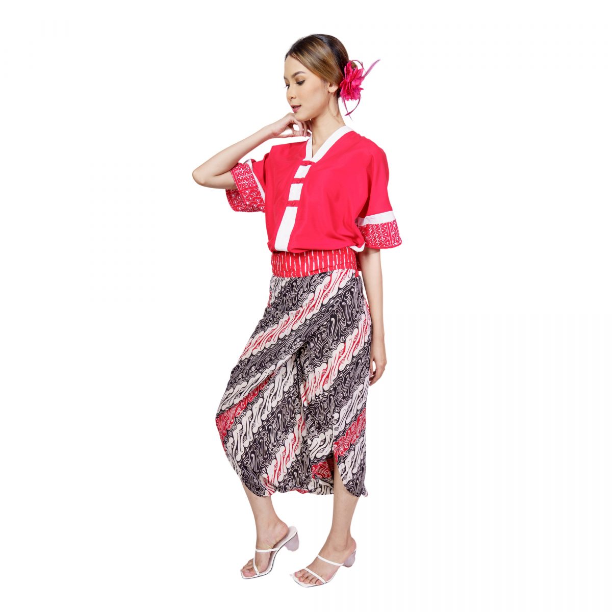 Aubrey Blouse Red Cream - Image 4
