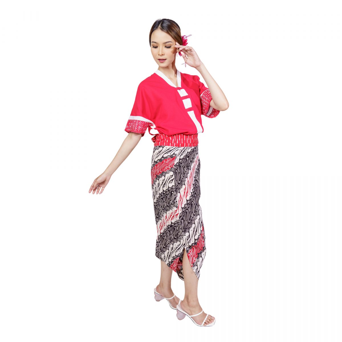 Aubrey Blouse Red Cream - Image 3