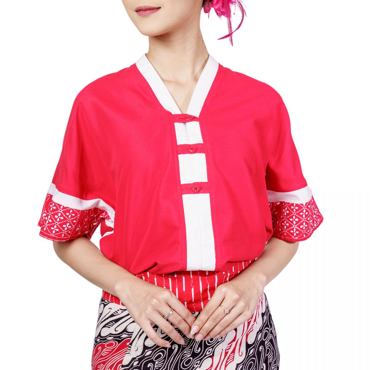 Aubrey Blouse Red Cream - Image 2