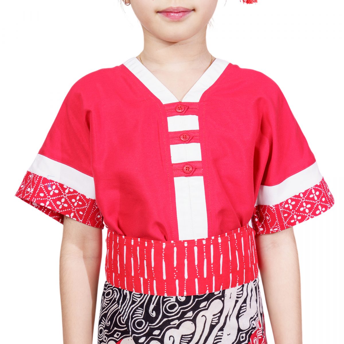 Aubrey Blouse Kids Red Cream - Image 2
