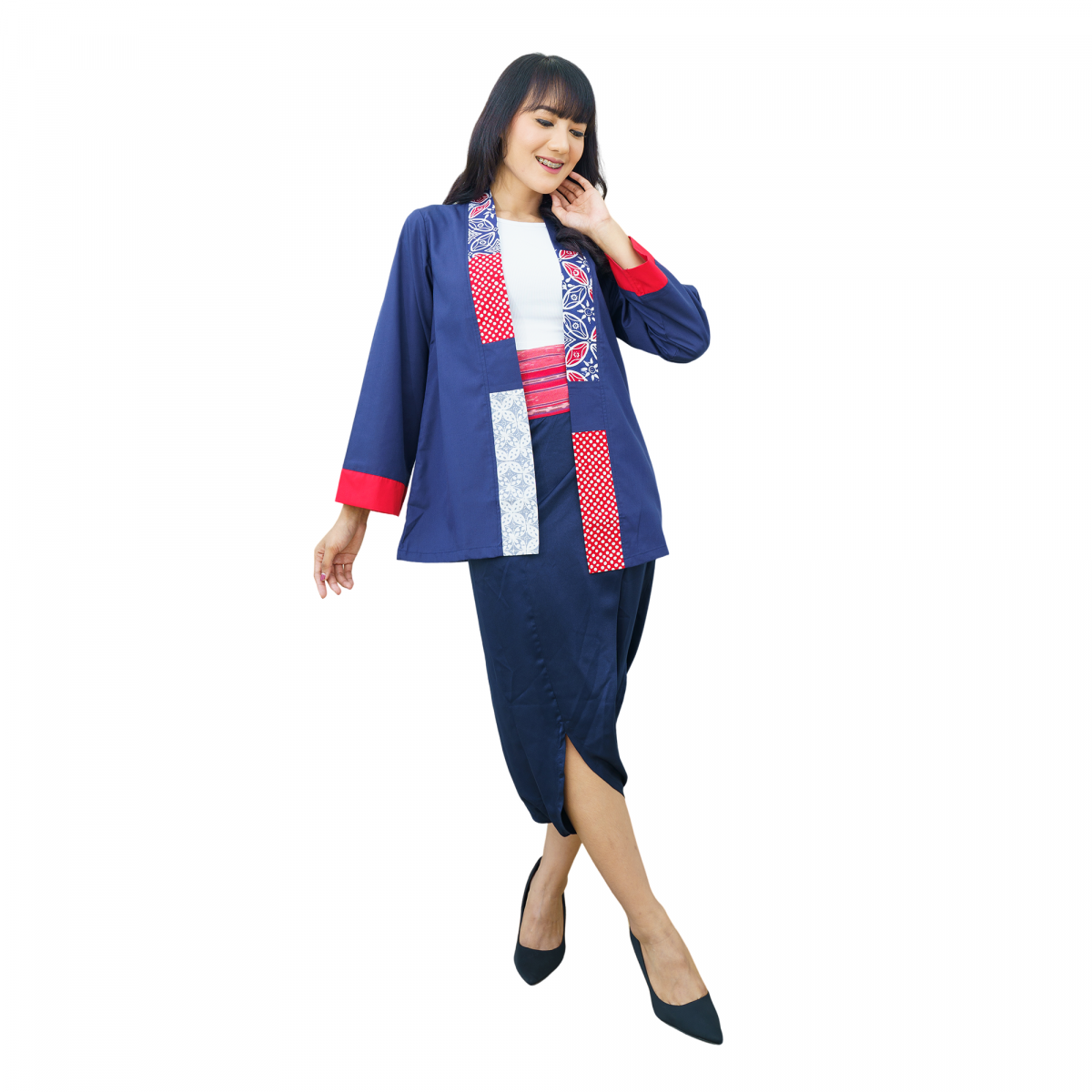 Tiffany Blazer Navy Red - Image 6