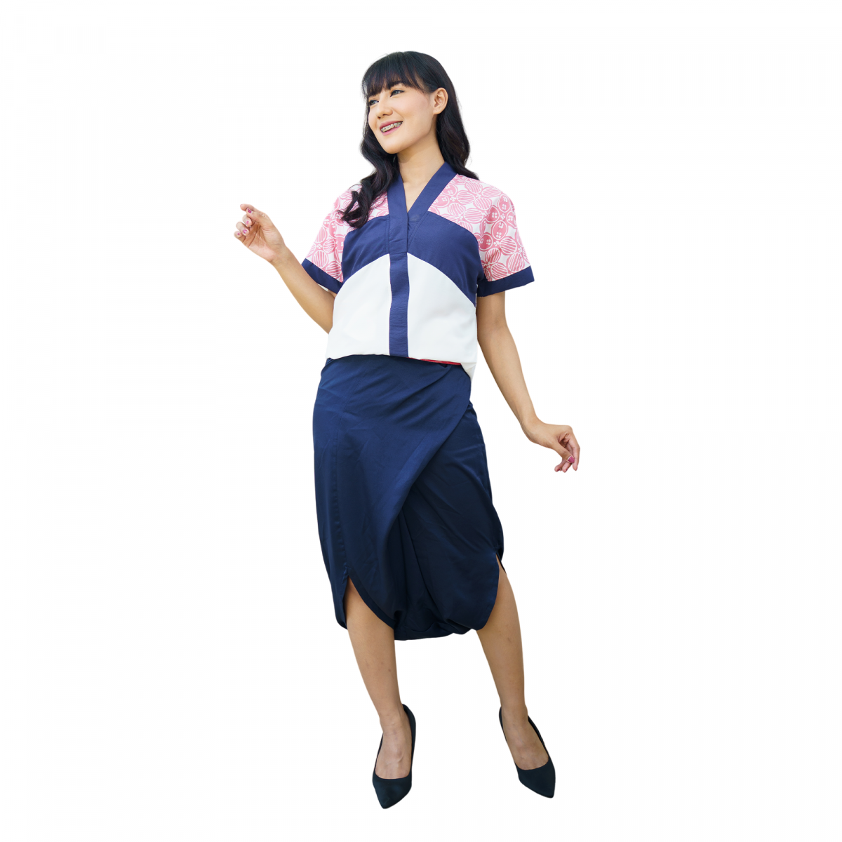 Yunita Blouse Pink Navy - Image 6