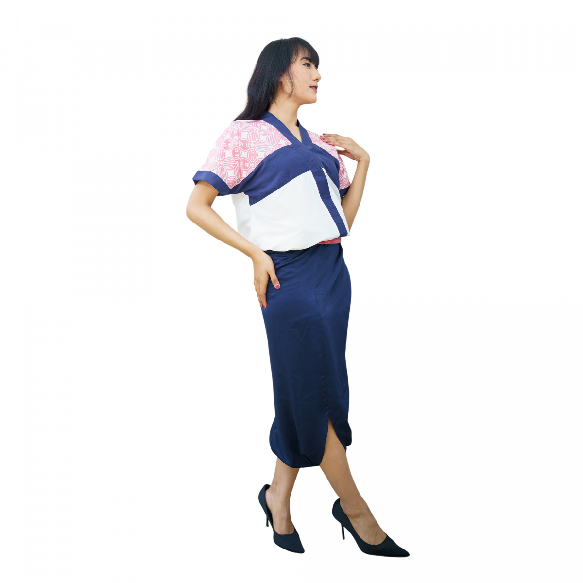 Yunita Blouse Pink Navy - Image 3