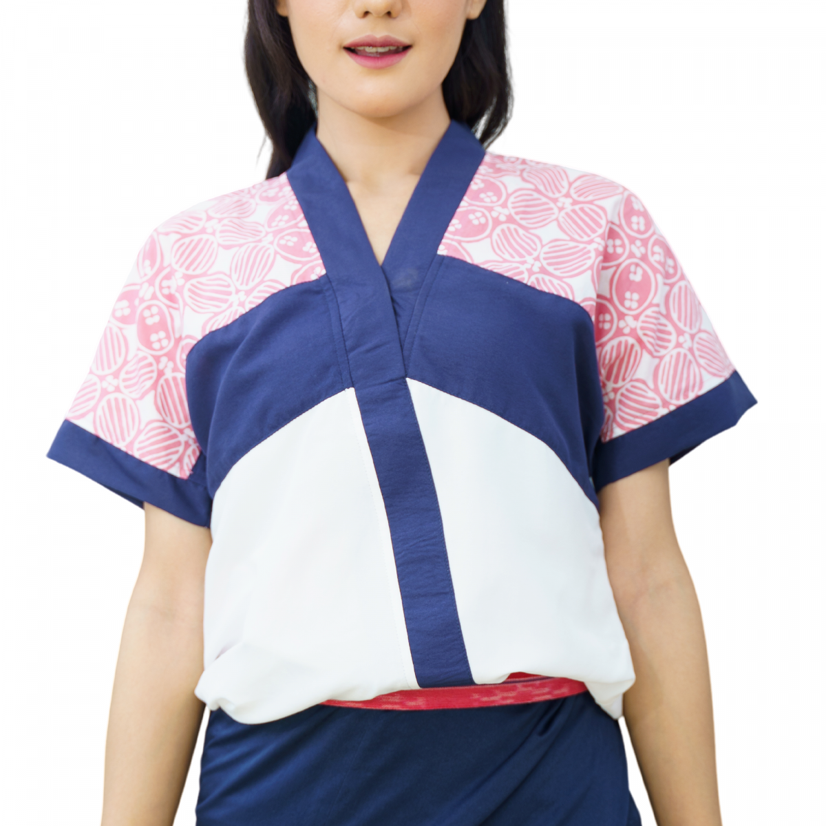 Yunita Blouse Pink Navy - Image 2