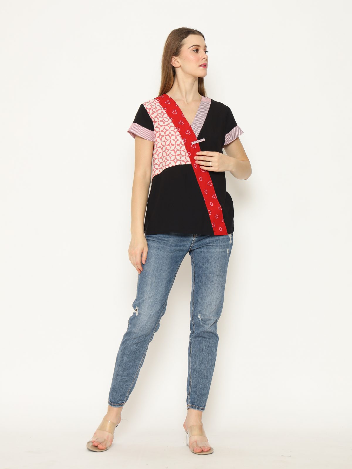 Melissa Blouse Pink Black - Image 6