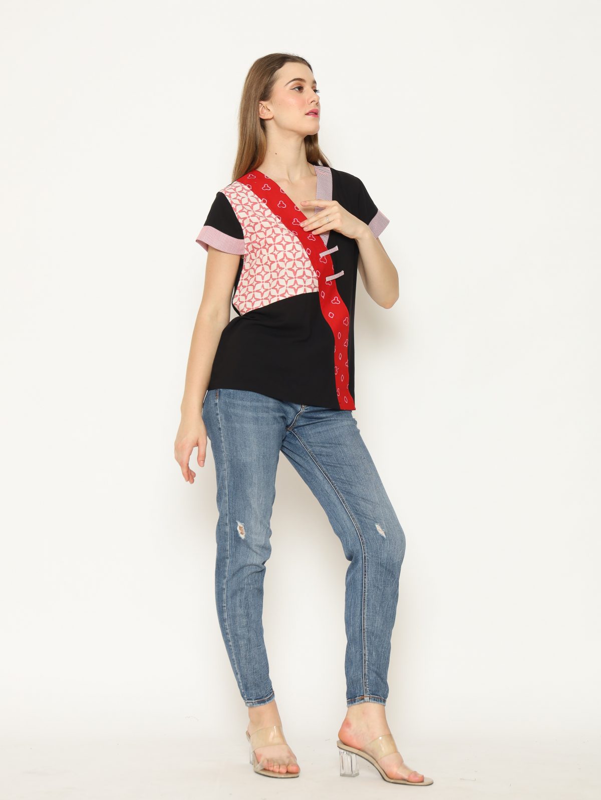 Melissa Blouse Pink Black - Image 3
