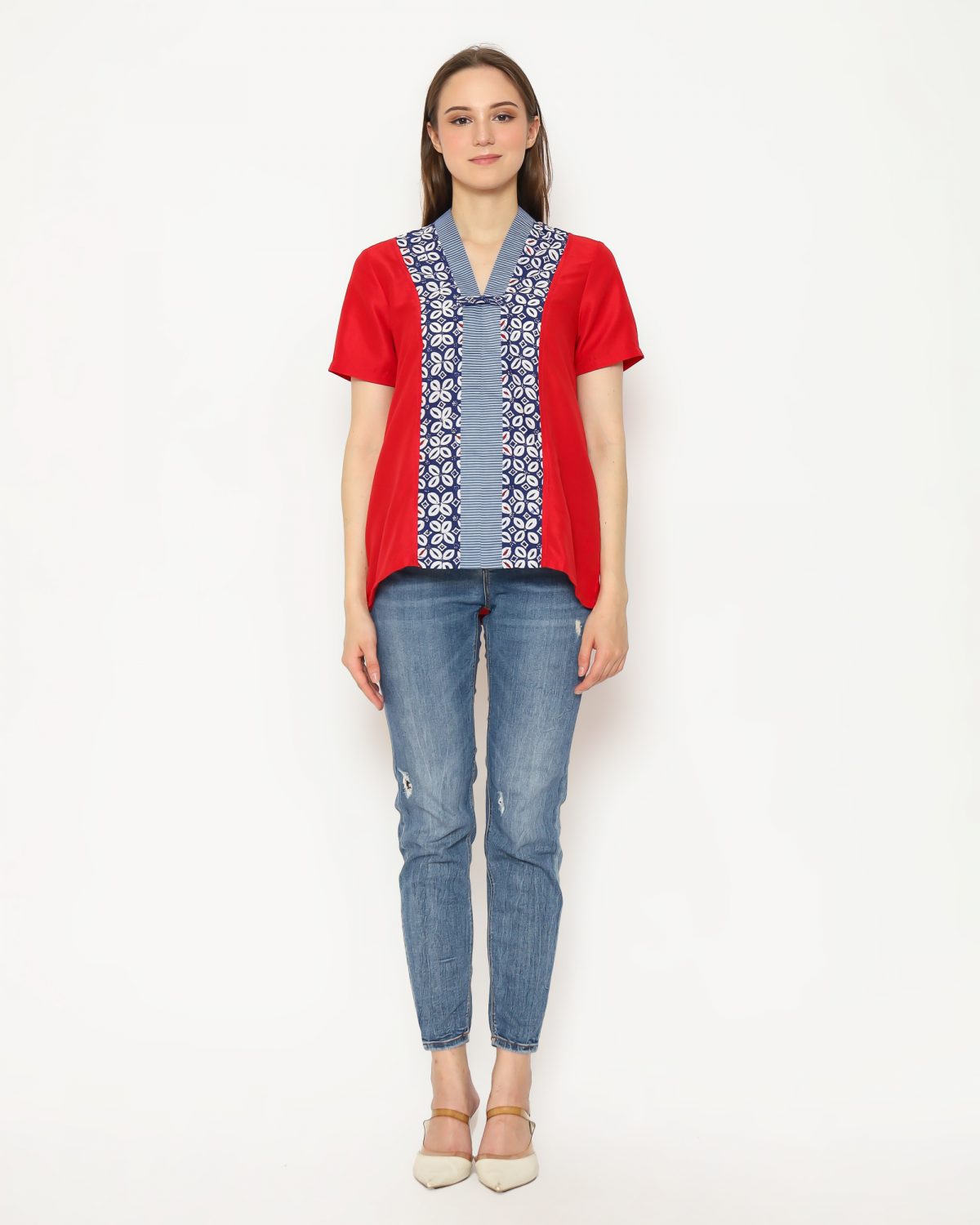 Nara Blouse Red Navy - Image 7