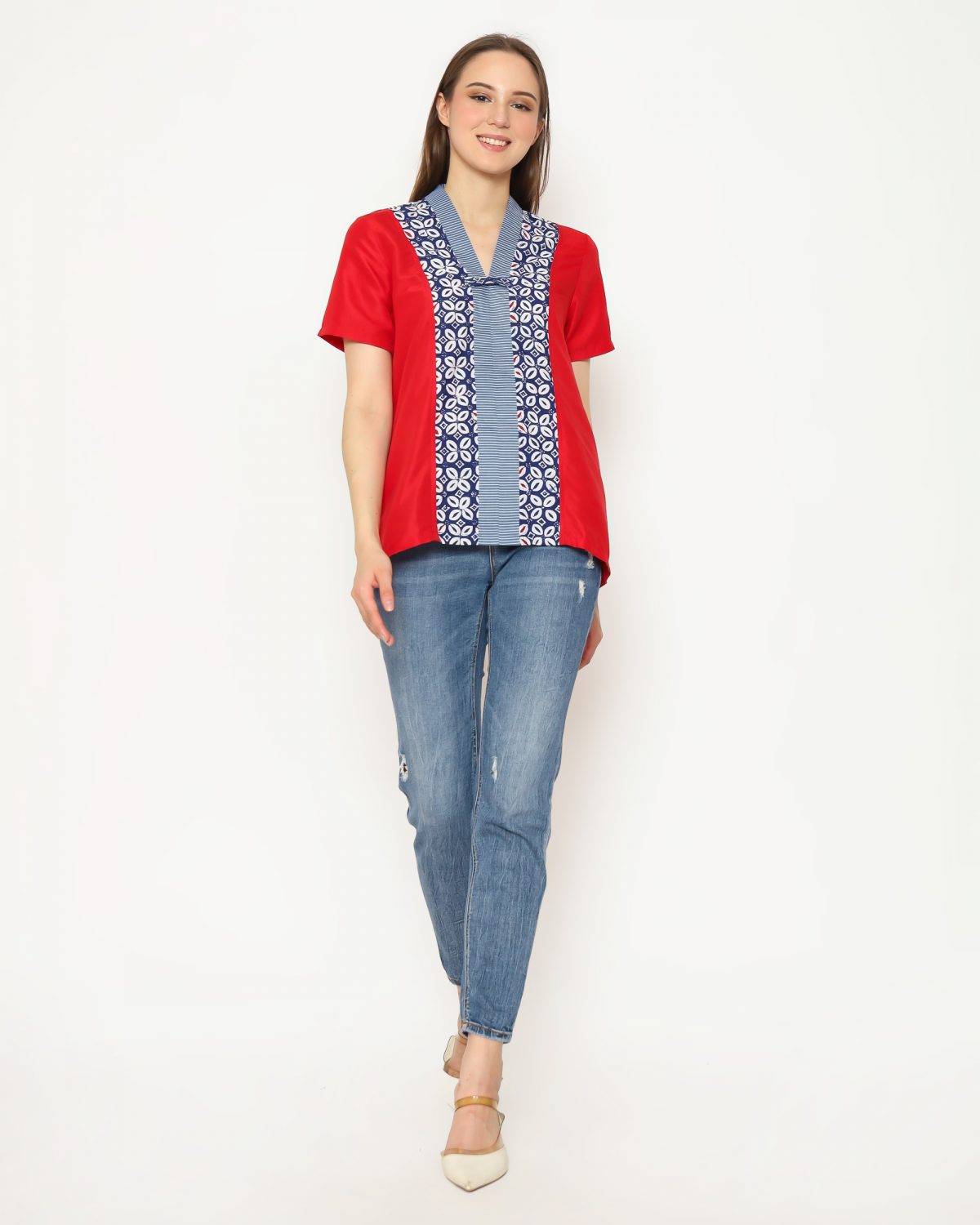 Nara Blouse Red Navy - Image 6