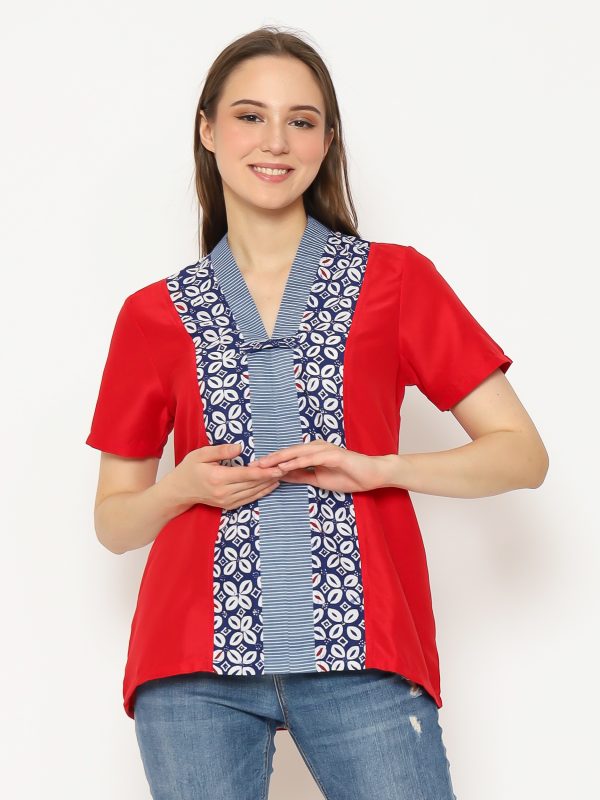 Nara Blouse Red Navy
