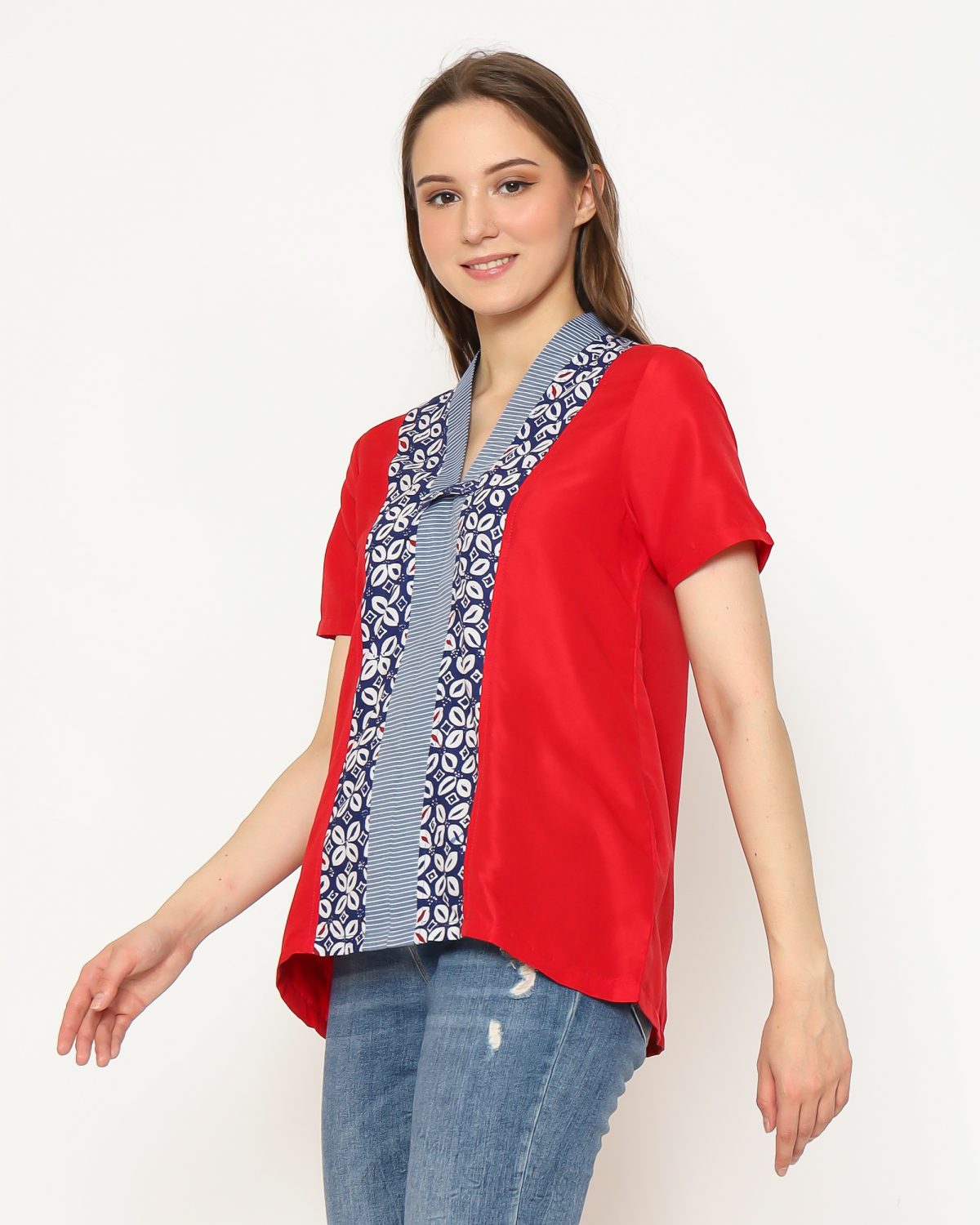 Nara Blouse Red Navy - Image 3