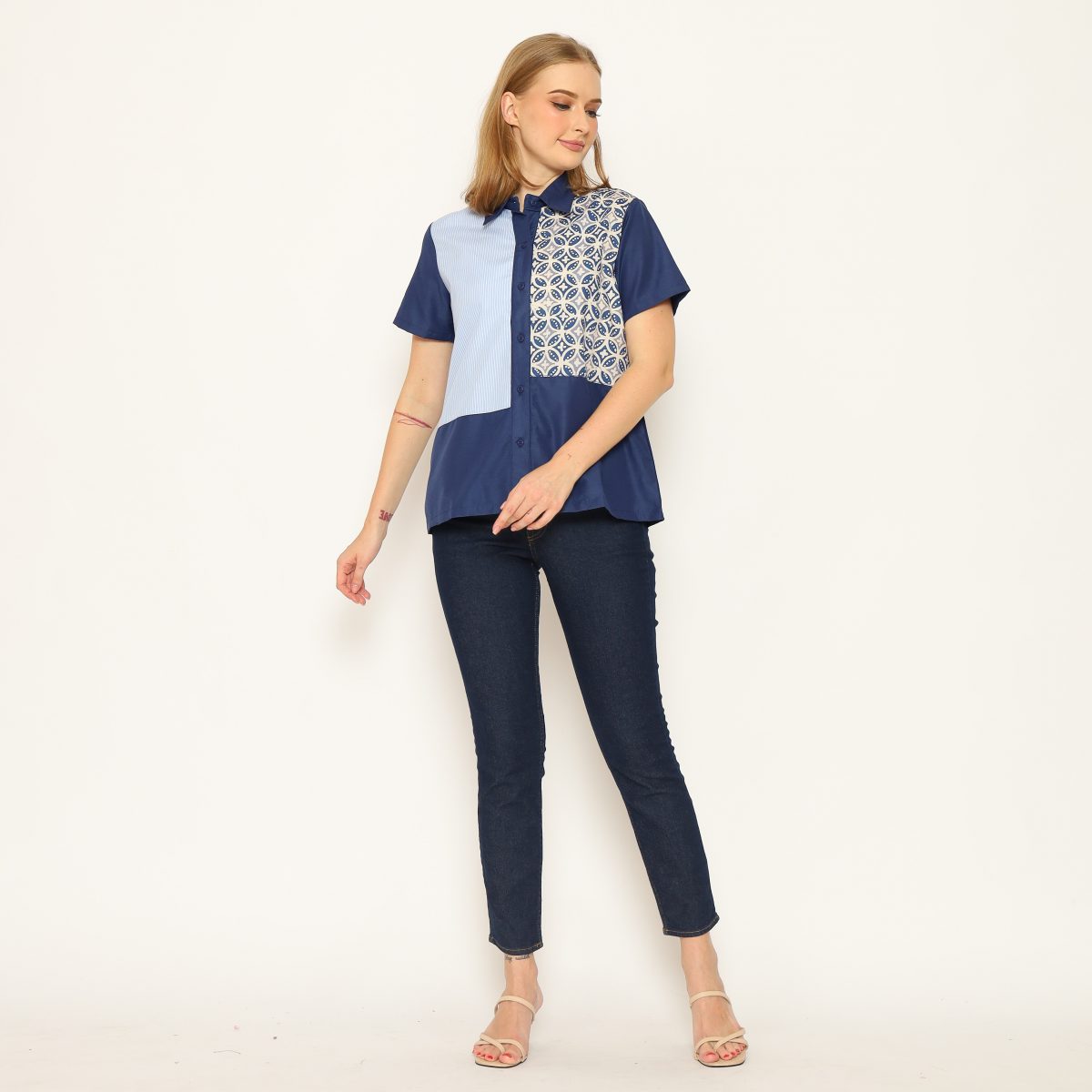 Janice Shirt Kawung Blue - Image 6