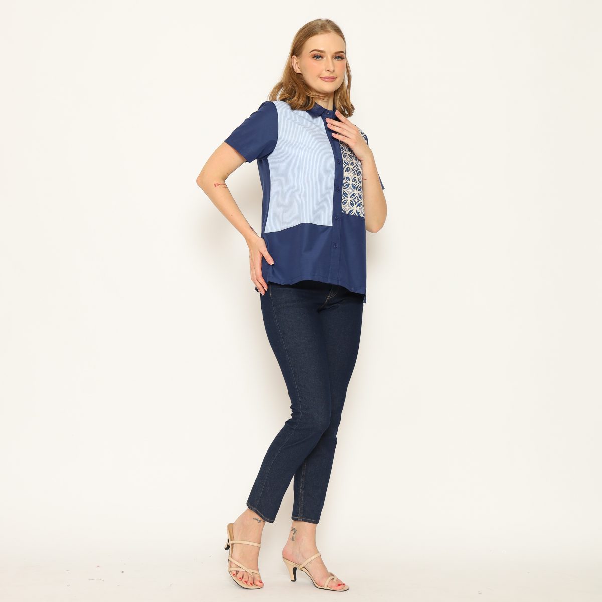 Janice Shirt Kawung Blue - Image 4
