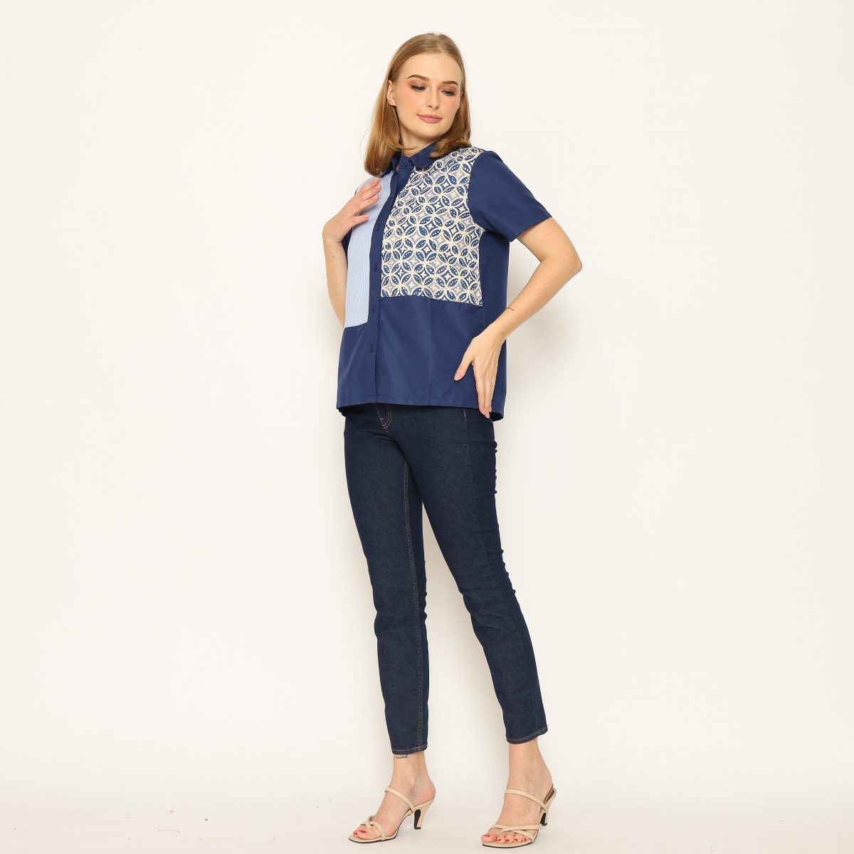 Janice Shirt Kawung Blue - Image 3