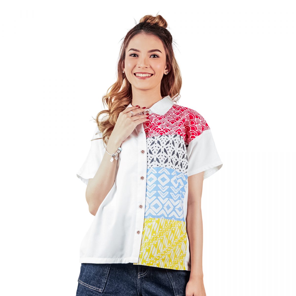 Modest Shirt White Red - Image 2