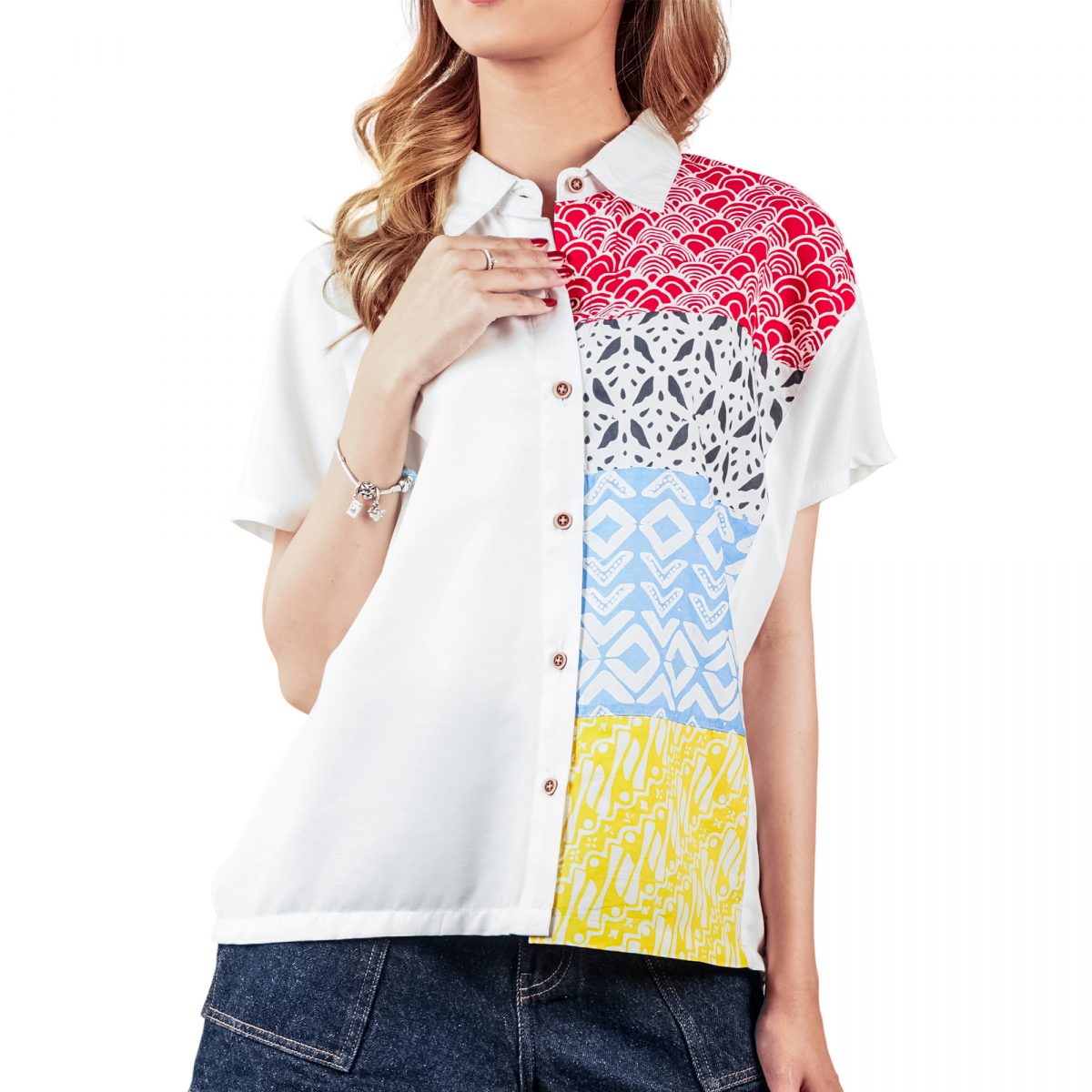 Modest Shirt White Red - Image 4