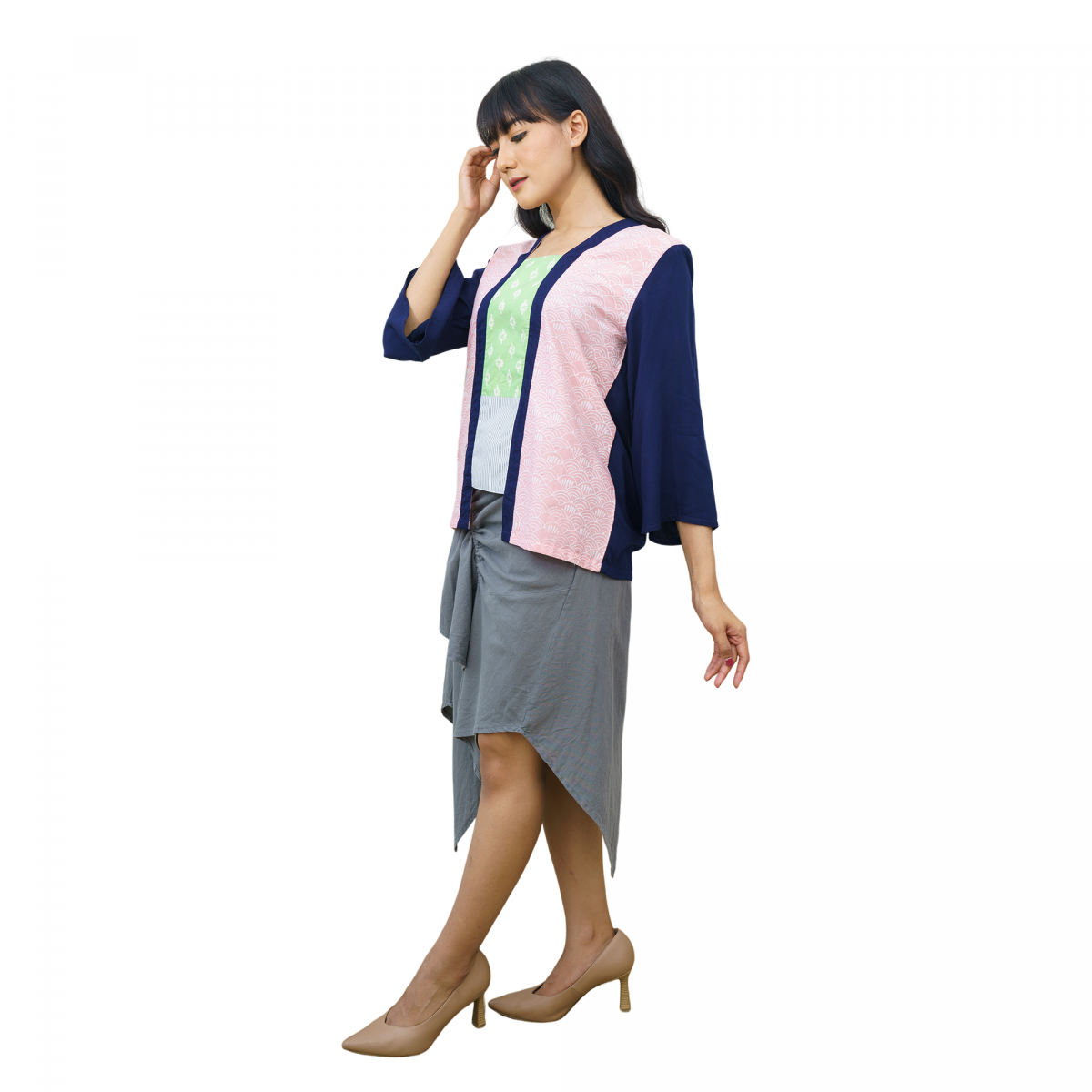 Valerie Blouse Navy Pink - Image 3
